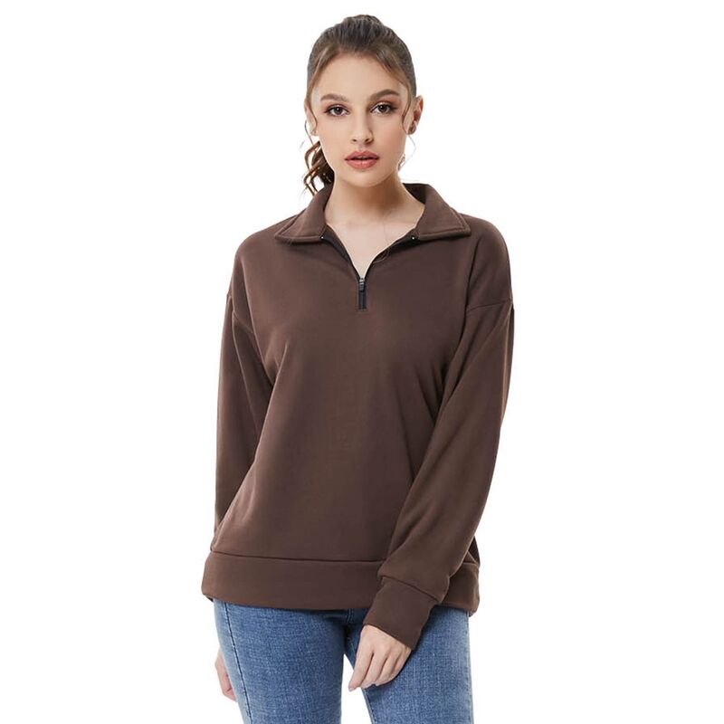 コジョイン レディース トップス ワンピース ハーフジップ スウェット シャツ Kojooin Half Zipullover Long Sleeve Women Pullover Sweatshirt Sport Hiking Clothes Apricot アプリコット｜ReVida 店