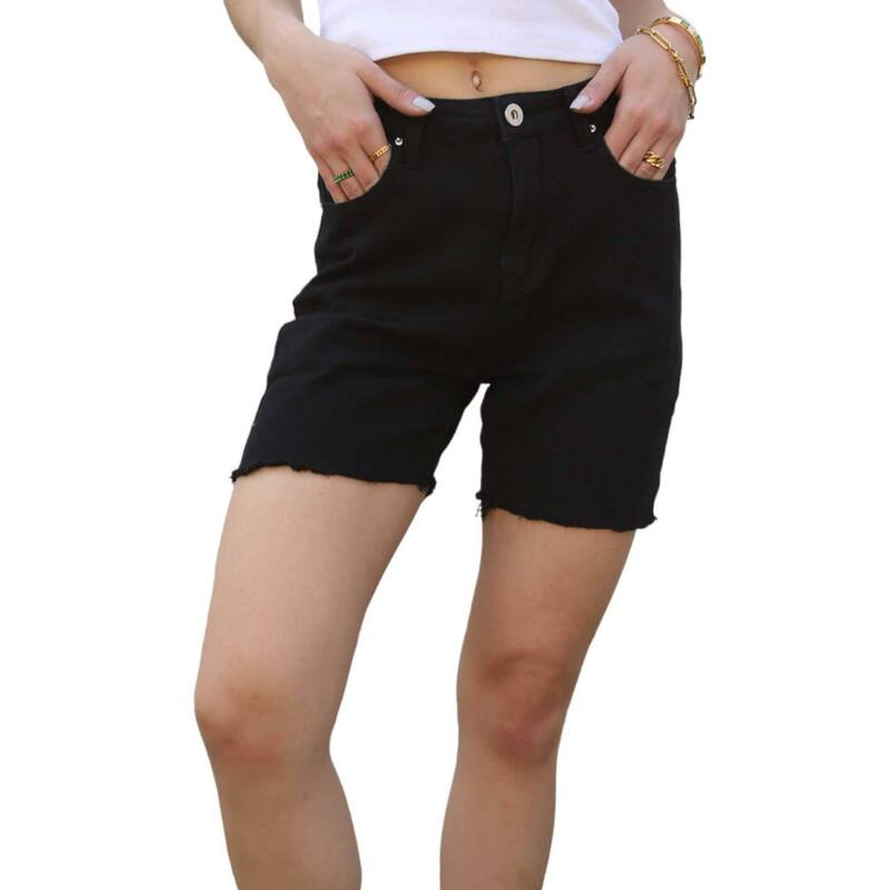 アンナカシ レディース ボトムス ハーフパンツ・ショーツ ショートパンツ デニム Anna-Kaci Women's High Waisted Bermuda Denim Shorts Black ブラック｜ReVida 店