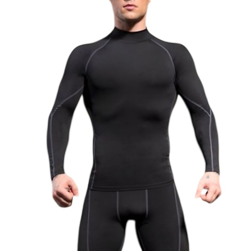 アンナカシ レディース トップス Tシャツ モックネック Anna-Kaci Mens Long Sleeve Compression Shirt with Mock Neck and Stretch Fit for Performance and Training Black ブラック|ReVida 店