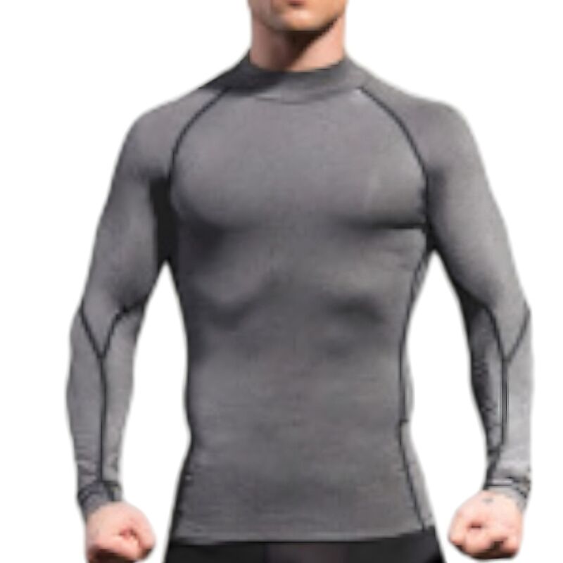アンナカシ レディース トップス Tシャツ モックネック Anna-Kaci Mens Long Sleeve Compression Shirt with Mock Neck and Stretch Fit for Performance and Trainingray グレー｜ReVida 店 8,506円
