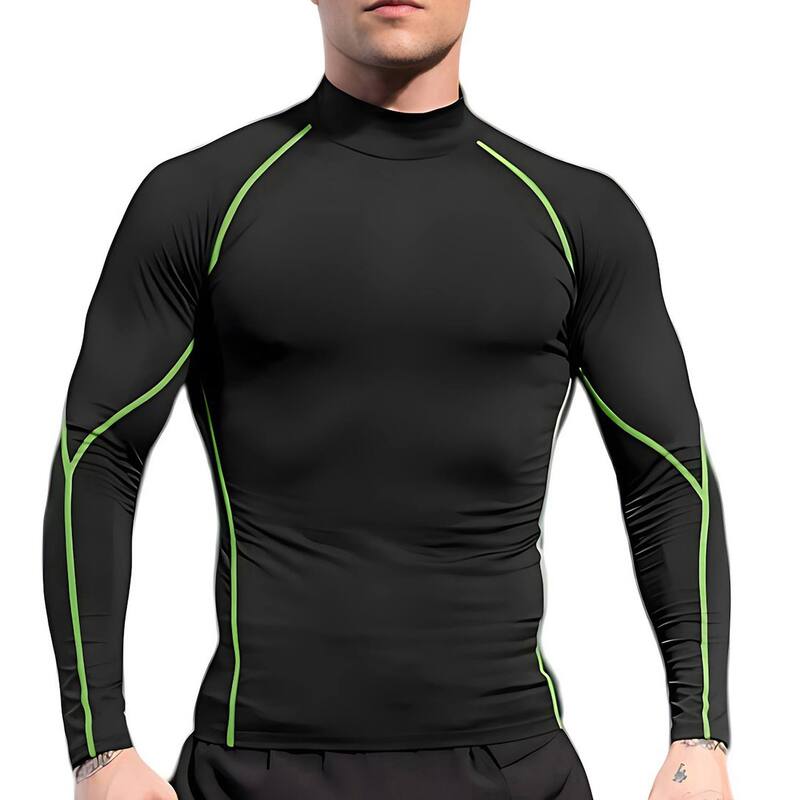 アンナカシ レディース トップス Tシャツ モックネック Anna-Kaci Mens Long Sleeve Compression Shirt with Mock Neck and Stretch Fit for Performance and Trainingreen グリーン｜ReVida 店