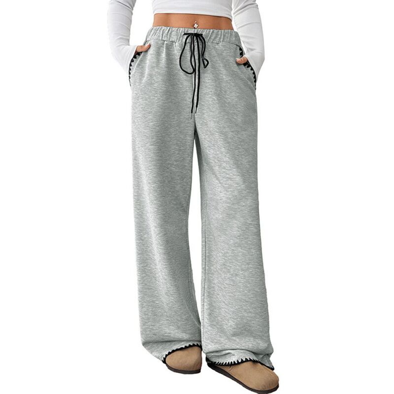 イエスファッション レディース ボトムス カジュアルパンツ ワイドレッグ ハイウエスト スウェットパンツ Yesfashion Womens High Waist Sweatpants Drawstring Lounge Pants Casual Pants Elastic Wide Leg Loose Bottom Grey グレー|ReVida 店