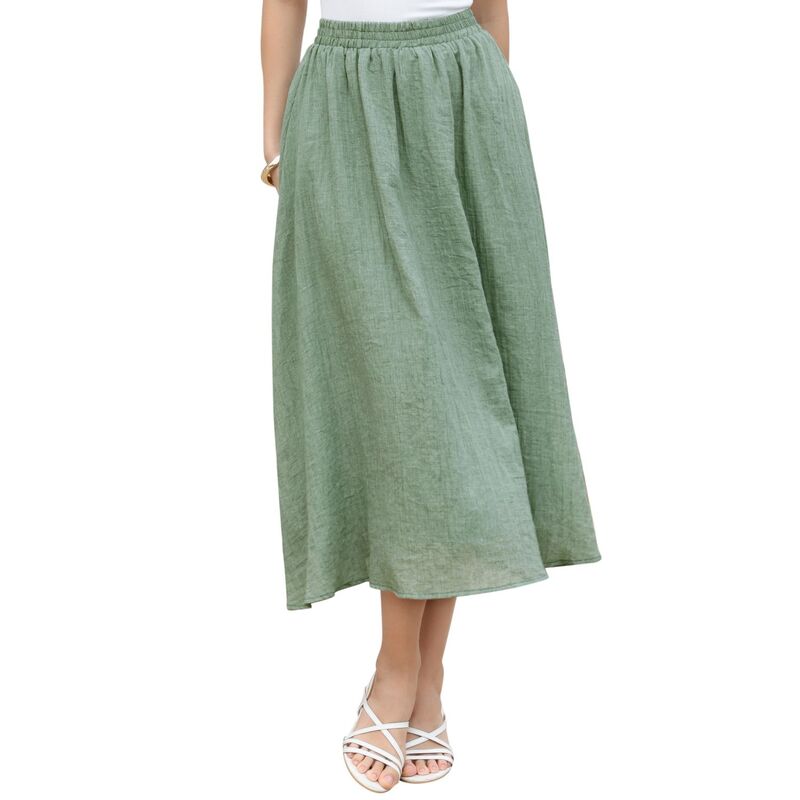 インスパイア シック レディース ボトムスカート A ライン ハイウエスト マキシ INSPIRE CHIC Summer Maxi Skirt for Women's Elastic High Waist A Line Swing Long Skirts Green グリーン｜ReVida 店