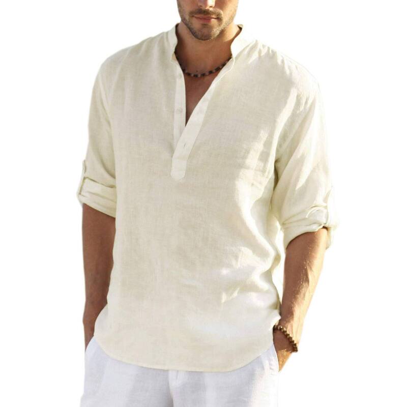 クーファンディ レディース トップス Tシャツ コットン リネン COOFANDY Men' Cotton Linen Henley T-Shirt Long Sleeve Casual Beach T-Shirts Hippie Summer Button Beige ベージュ|ReVida 店