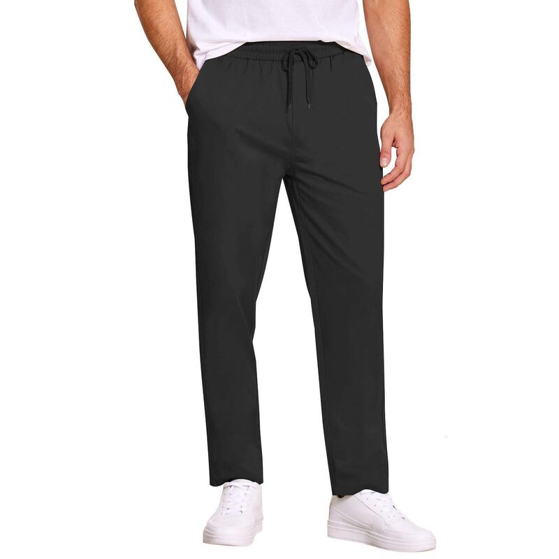 クーファンディ レディース ボトムス カジュアルパンツ コットン COOFANDY Mens Casual Cotton Pants Fit Elastic Waist Drawstring Twill Pantstraight Chino Pants Black ブラック｜ReVida 店