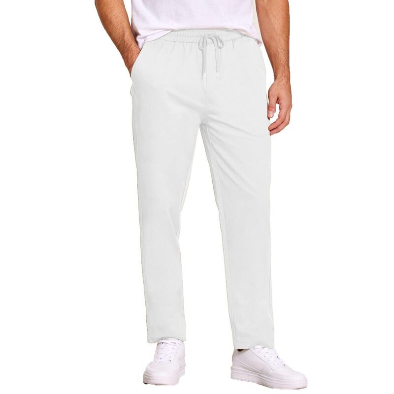 クーファンディ レディース ボトムス カジュアルパンツ コットン COOFANDY Mens Casual Cotton Pants Fit Elastic Waist Drawstring Twill Pantstraight Chino Pants White ホワイト｜ReVida 店