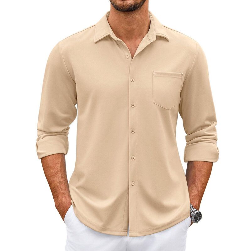 クーファンディ レディース トップス Tシャツ スリムフィット COOFANDY Mens Button Up Long Sleeve Shirts Wrinkle Free Shirtslim Fit Dresshirts Light Khaki カーキ|ReVida 店