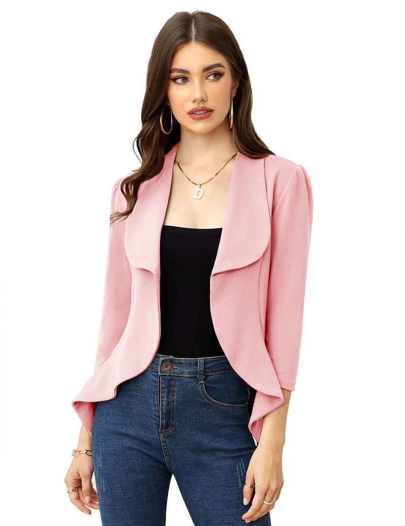 エリートチョイス レディース アウター ニット・セーター スリムフィット ドレープ カーディガン Elitechoice Women's Lightweight Cardigan Sweaterslim fit Long Sleeve Classic Draped Open Front Pink ピンク|ReVida 店