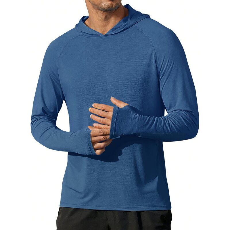 クーファンディ レディース トップス Tシャツ パーカー COOFANDY Mens UPF 50+ Sun Hoodie Shirts Long Sleeve Rash Guard Fishing Shirts Lightweight Quick Ocean Blue ブルー｜ReVida 店