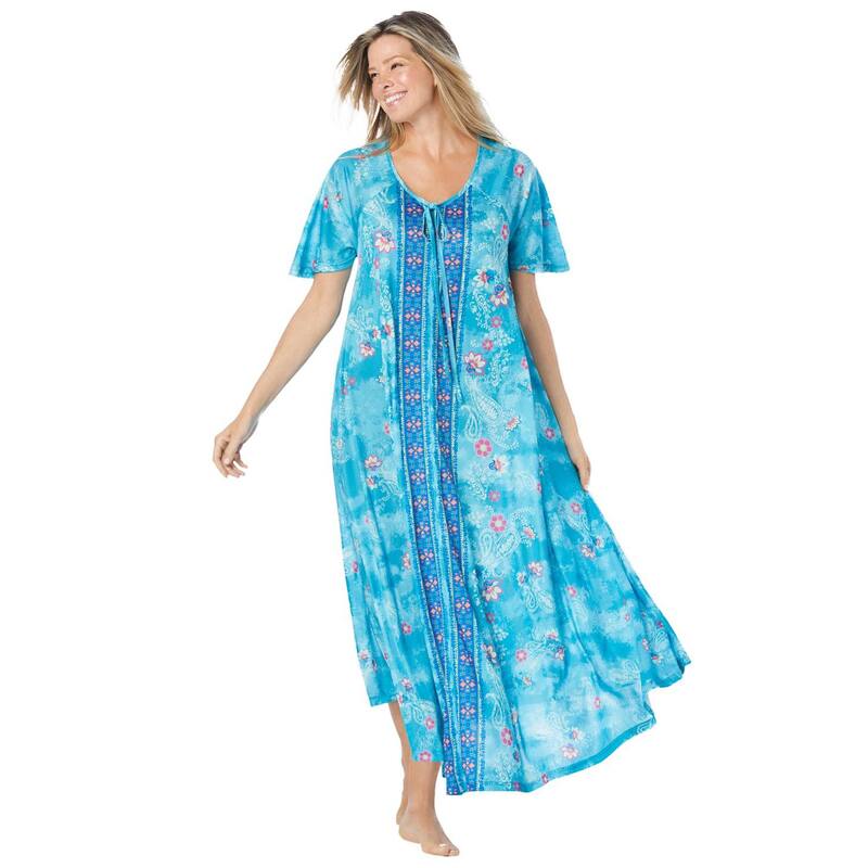 オンリーネセシティーズ レディース アンダーウェア ナイトウェア プラスサイズ プリント Only Necessities Plusize Sweeping Printed Lounger Caribbean Blue Tie Dye ブルー｜ReVida 店 15,106円