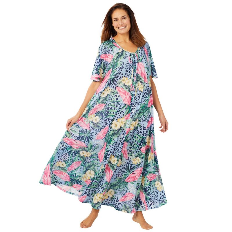 オンリーネセシティーズ レディース アンダーウェア ナイトウェア プラスサイズ プリント Only Necessities Plusize Sweeping Printed Lounger Sky Blue Tropical ブルー｜ReVida 店