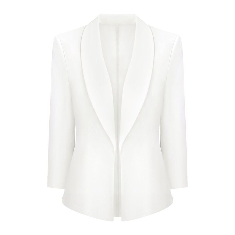 インスパイア シック レディース アウター ジャケット・ブルゾン カーディガン ブレザー INSPIRE CHIC Women's 3/4 Sleeve Cardigan Blazer Shawl Collar Open Front Lightweight Stretchy Jackets White ホワイト｜ReVida 店