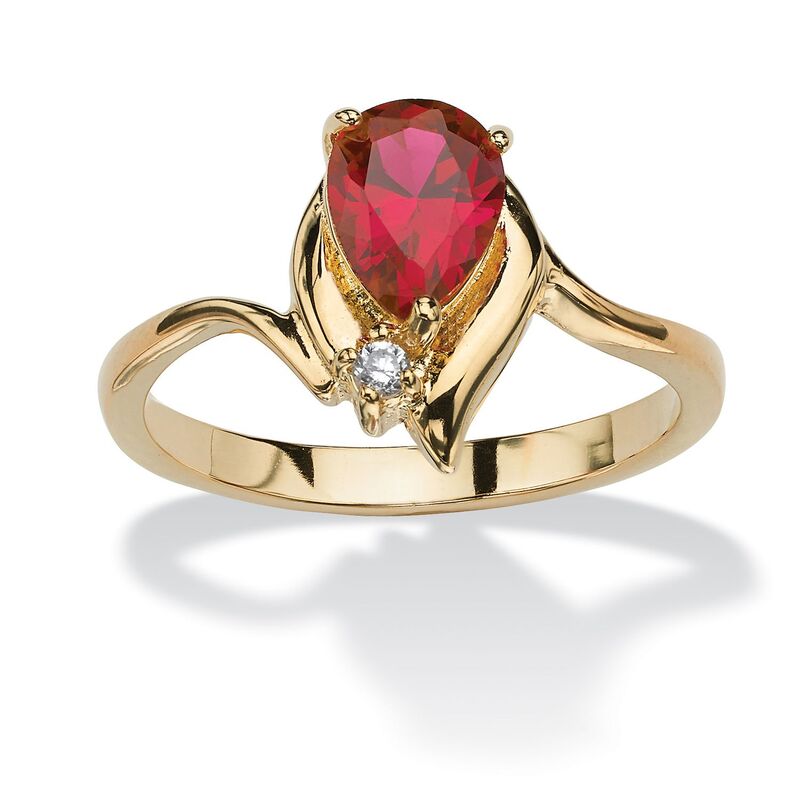 パームビーチジュエリー レディース アクセサリー リング PalmBeach Jewelryellow Gold-plated Pear Cut Simulated Birthstone and Crystal Ring Sizes 5-10 July Ruby ルビー｜ReVida 店