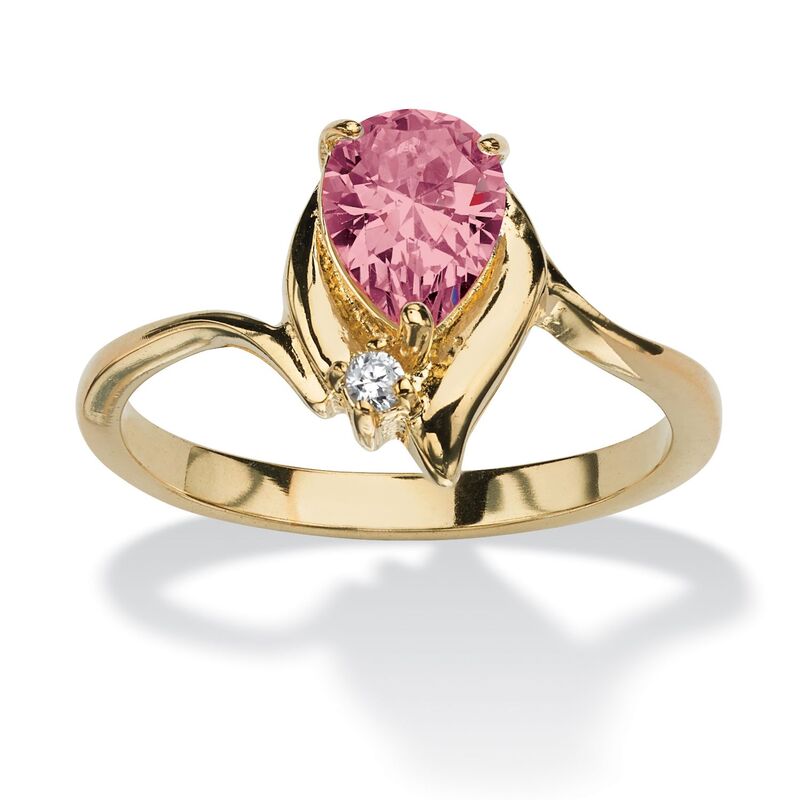 パームビーチジュエリー レディース アクセサリー リング PalmBeach Jewelryellow Gold-plated Pear Cut Simulated Birthstone and Crystal Ring Sizes 5-10 October Tourmaline イエロー｜ReVida 店