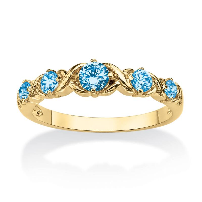 パームビーチジュエリー レディース アクセサリー リング PalmBeach Jewelry Gold-plated Simulated Birthstone X O Ring Sizes 5-10 March Aquamarine ゴールド｜ReVida 店 9,086円