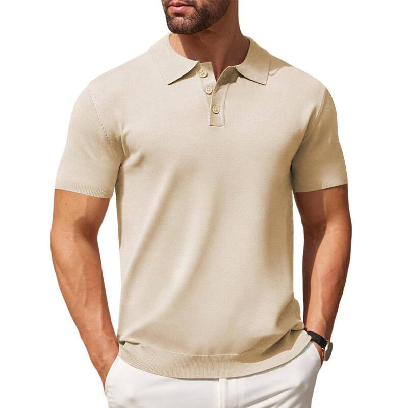 クーファンディ レディース トップス Tシャツ ボタンダウン ポロシャツ ダウン ニット COOFANDY Mens Knit Polo Shirts Casual Short Sleeve Classic Polo Shirts Button Down Golf Shirts Light Khaki カーキ|ReVida 店