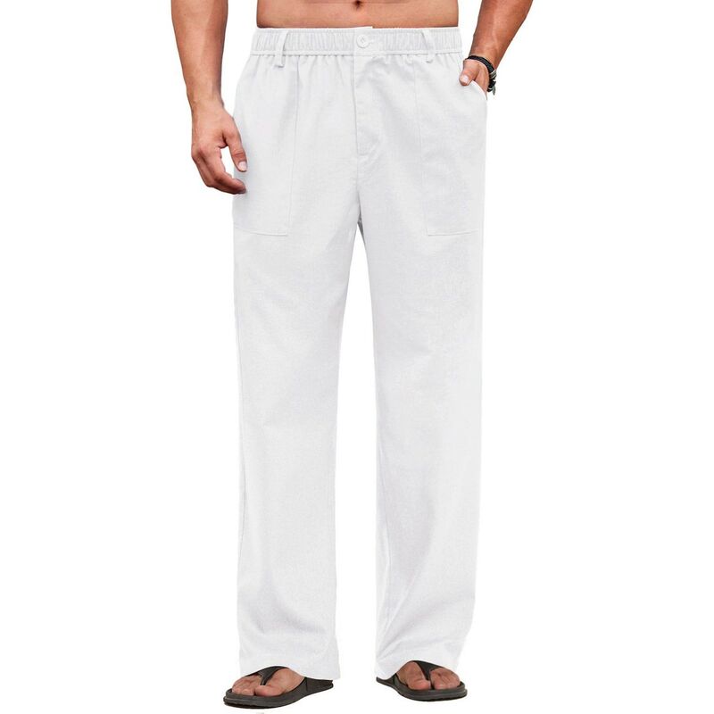 クーファンディ レディース ボトムス ハーフパンツ・ショーツ コットン リネン COOFANDY Men's Casualinen Cotton Pants Elastic Waist Beach Trousers Lightweight Vacation Pants White ホワイト｜ReVida 店 10,485円