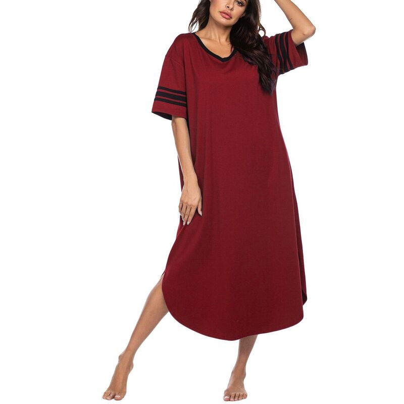 エコアー レディース アンダーウェア ナイトウェア Vネック フラワー柄 フラワー Ekouaer Long Nightgown Womens V Neck Loungewear Oversized Sleepwear Loose Sleep Dress Floral Wine Red レッド｜ReVida 店