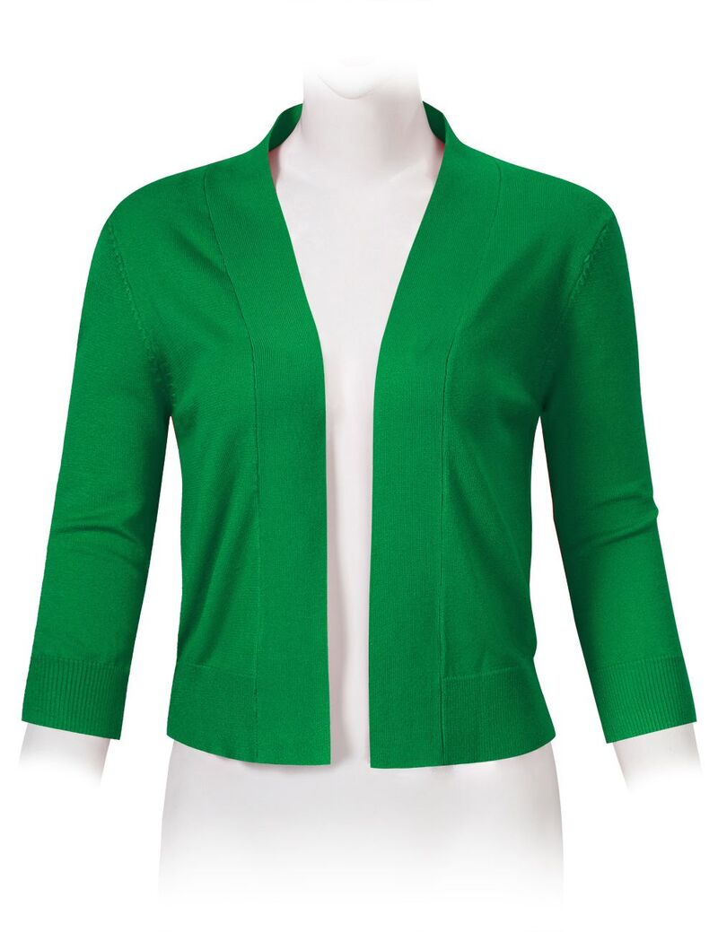 クリアラブ レディース アウター ニット・セーター カーディガン クロップド Clearlove Women's 3/4 Sleeve Shrug Open Front Cropped Bolero Cardigan Green グリーン｜ReVida 店