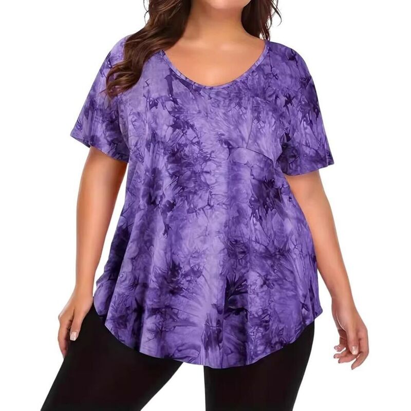 上半身大きさ レディース トップス プルオーバー 足し加える大きさ BODDYSIZE Womens Casualoose Basic T-Shirts Plusize Short Sleeve Swing Tunic with Pocket Purple パープル