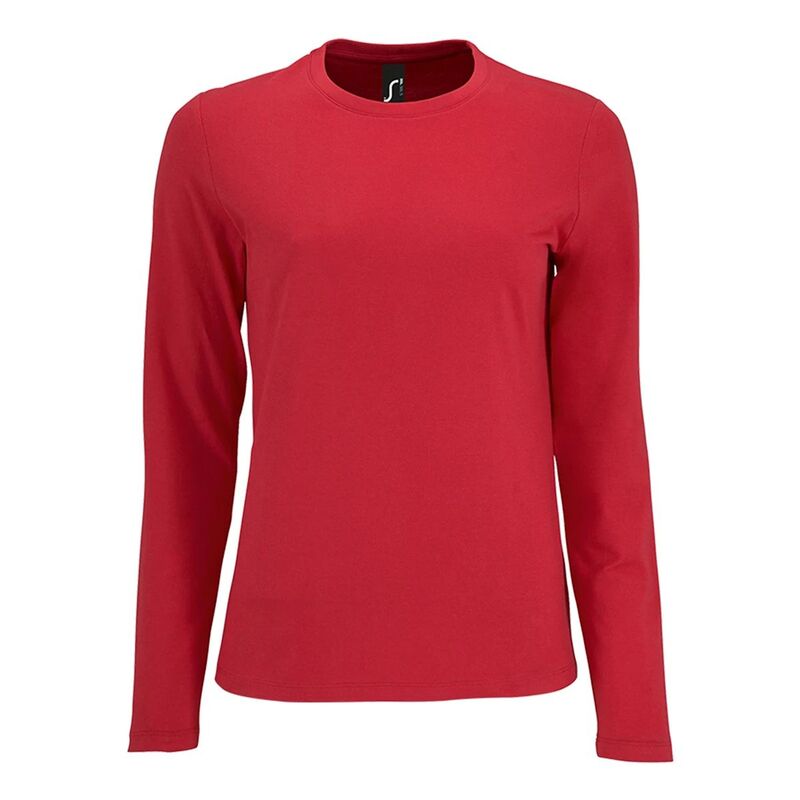 ソルズ レディース トップス Tシャツ SOLS Womens/Ladies Imperialong Sleeve T-Shirt Red レッド|ReVida 店