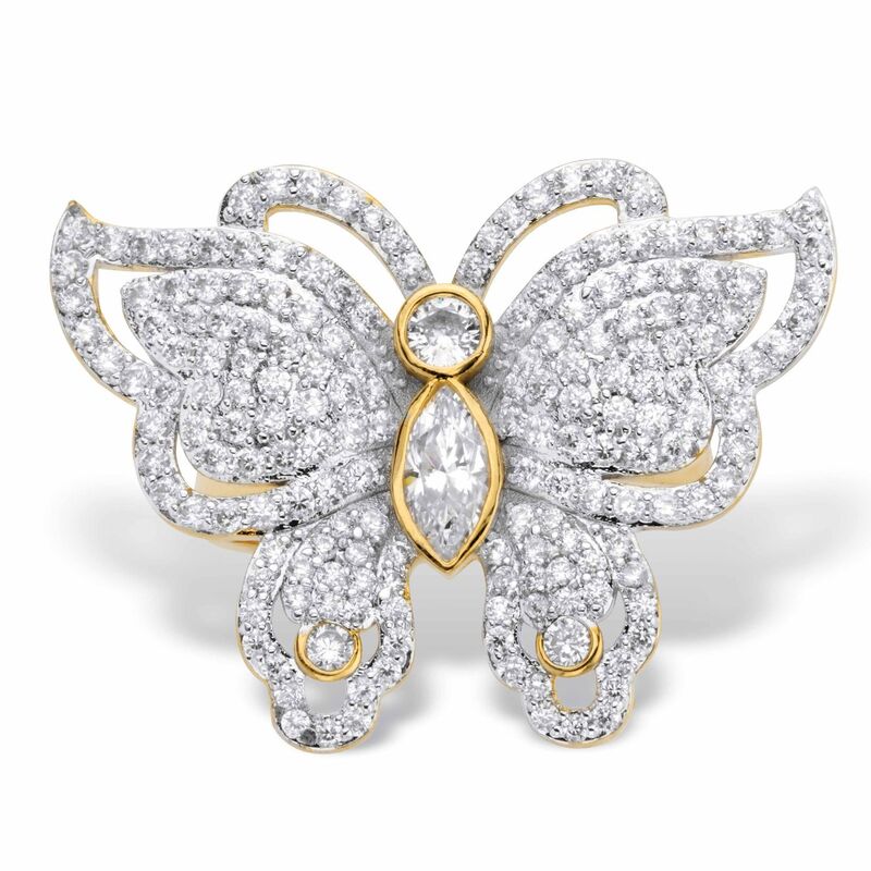 パームビーチジュエリー レディース アクセサリー リング PalmBeach Jewelry 2.11 Cttw. Cubic Zirconia Gold-Plated Butterfly Cocktail Ring White ホワイト|ReVida 店