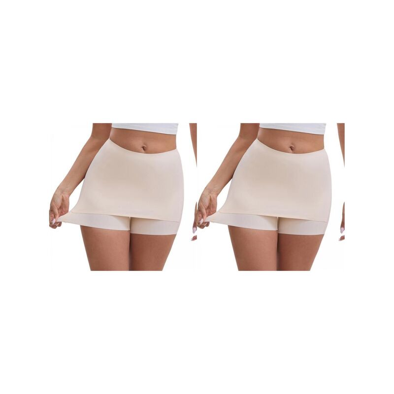 インスパイア シック レディース ボトムス カジュアルパンツ ショートパンツ INSPIRE CHIC 2 Packs Women's Anti Chafing Hip-Lifting Mid Rise Tummy Control No Show Slim Shorts Under Dress Beige ベージュ｜ReVida 店