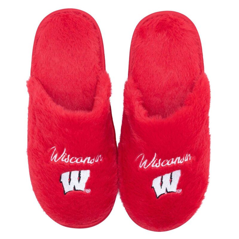 アンブランデッド レディース シューズ サンダル Unbranded Women's ZooZatz Wisconsin Badgers Team Faux Fur Slippers Wis Red レッド