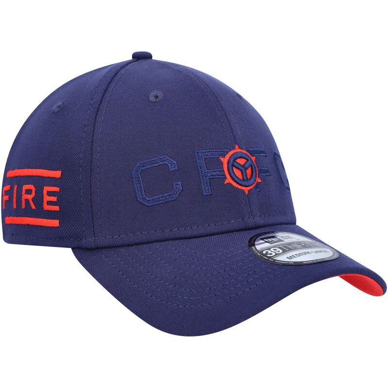 ニュー内鰓 レディース 佩び物 かぶり笠 Men\u0027s New Era Navy Chicago Fire Kick Off 39THIRTY Flex Hat Cfs Navy 米国海軍