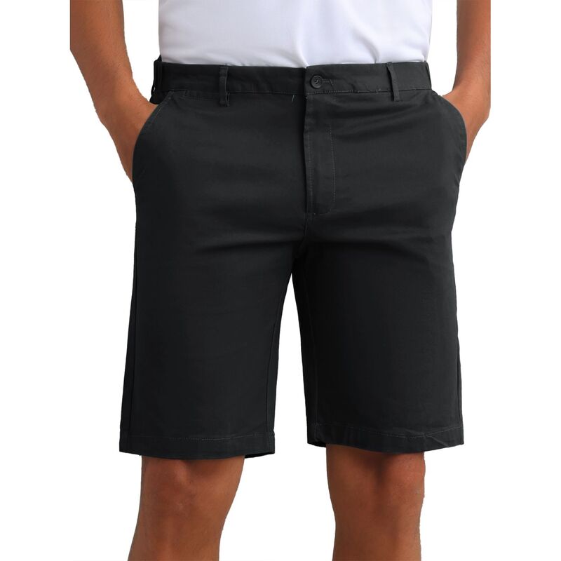インスパイア シック レディース ボトムス ハーフパンツ・ショーツ ショートパンツ INSPIRE CHIC Men's Classic Button Solid Color Flat Front Zipper Formal Chino Dresshorts Black ブラック|ReVida 店