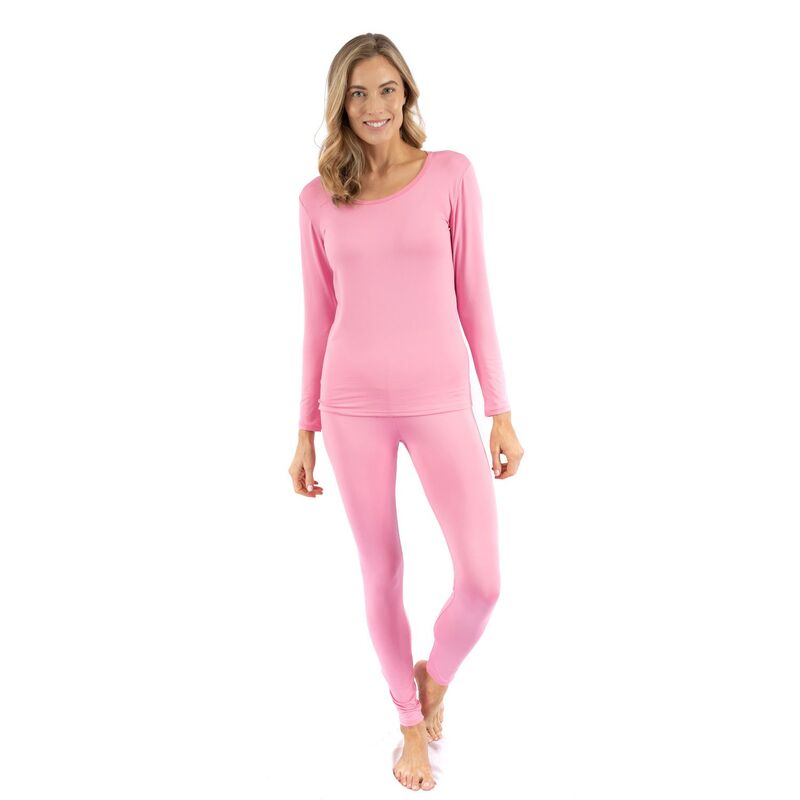 レベレット レディース アンダーウェア ナイトウェア Leveret Womens Two Piece Thermal Pajamasolid Mustard Light Pink ピンク｜ReVida 店