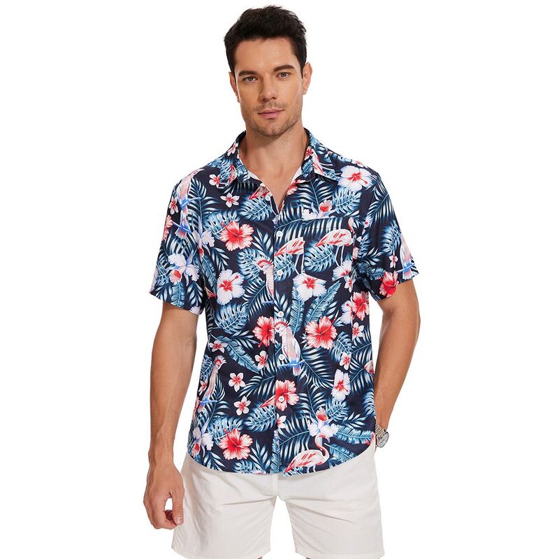 ミスキー レディース トップス Tシャツ ボタンダウン フラワー柄 ダウン リネン フラワー MISSKY Men's Hawaiian Shirt Short Sleeve Linen Button Down Shirts Casual Floral Beach Shirts Pocket Red レッド｜ReVida 店 9,865円