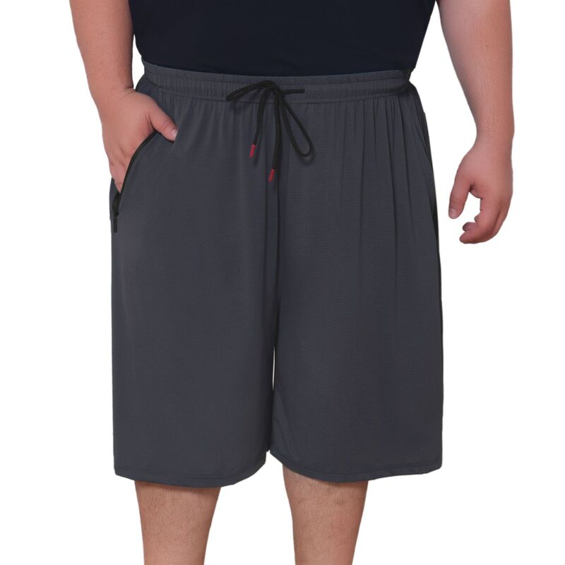 インスパイア シック レディース ボトムス ハーフパンツ・ショーツ トール ショートパンツ INSPIRE CHIC Men's Big and Tall Short Pants Elastic Waistband Zipper Pockets Breathable Athletic Shorts Gray グレー｜ReVida 店