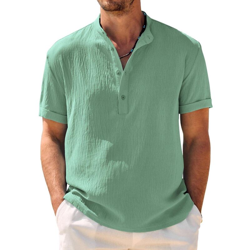 クーファンディ レディース トップス Tシャツ COOFANDY Mens Henley Beach Shirtshort Sleeve Hippie Casual Summer Vacation T-Shirt Ice Green グリーン|ReVida 店