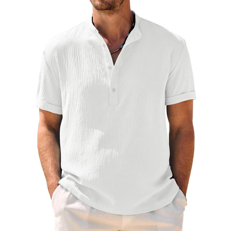クーファンディ レディース トップス Tシャツ COOFANDY Mens Henley Beach Shirtshort Sleeve Hippie Casual Summer Vacation T-Shirt White ホワイト|ReVida 店