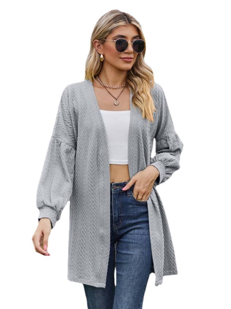 ファンジュライ レディース アウター ニット・セーター カーディガン FUNJULY Women's Long Sleeve Cardigan Open Front Casualightweight Sweaters Gray グレー｜ReVida 店
