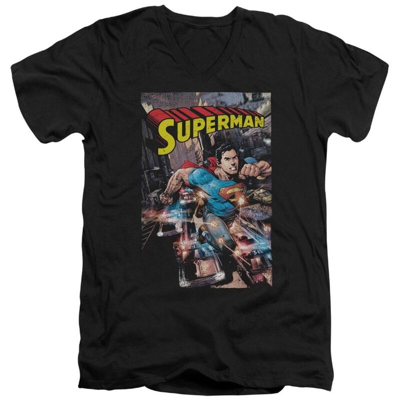 アニメキャラクター レディース トップス Tシャツ Licensed Character Superman Actione Short Sleeve T-shirt Black ブラック|ReVida 店