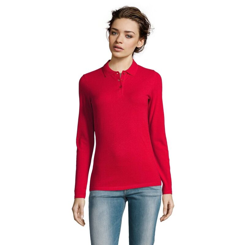 ソルズ レディース トップス Tシャツ ポロシャツ SOLS Womens/Ladies Perfect Long Sleeve Pique Polo Shirt Red レッド|ReVida 店