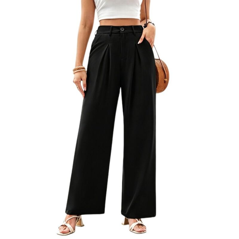 救い主流行り物 レディース ボトムス 心地よいズボン下 ワイドレッグ 筋目 Yesfashion Women\u0027s High Waisted Wide Leg Dress Pants Pleated Front Work Trousers Casual Office Pants Black 黒いこと