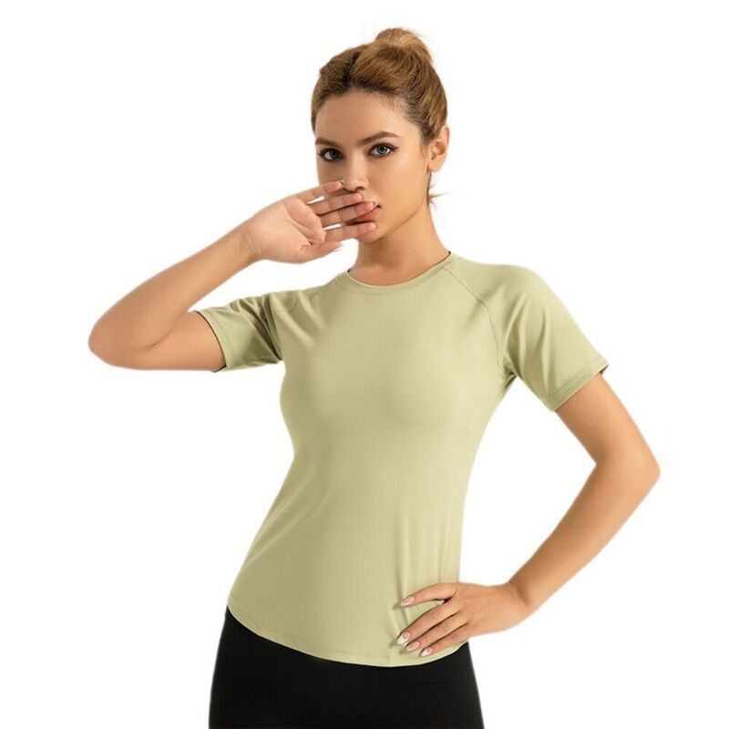 上半身大きさ レディース トップス プルオーバー 労働者の一団のど首 トップ BODDYSIZE Womensummer Workout Blouse Short Sleeve Raglan Athletic Tops Yoga Gym Crewneck Quick Dry shirts Green 緑であること