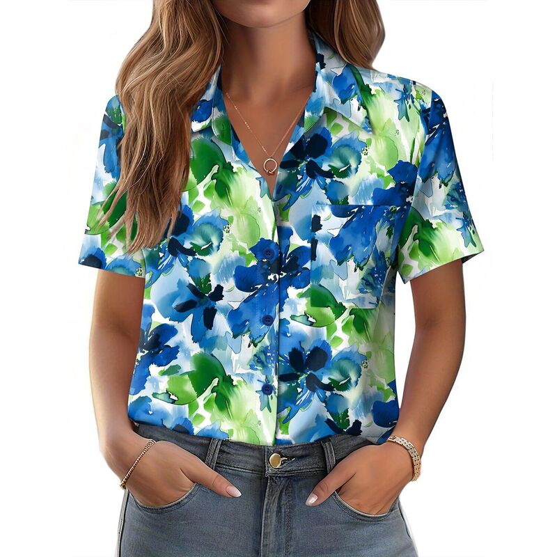 ジーグー レディース トップス シャツ ボタンダウン ブラウス Zeagoo Women'short Sleeve Button Down Shirts Classic Work Blouses Casual Business Tops Blue Green Black ブラック｜ReVida 店