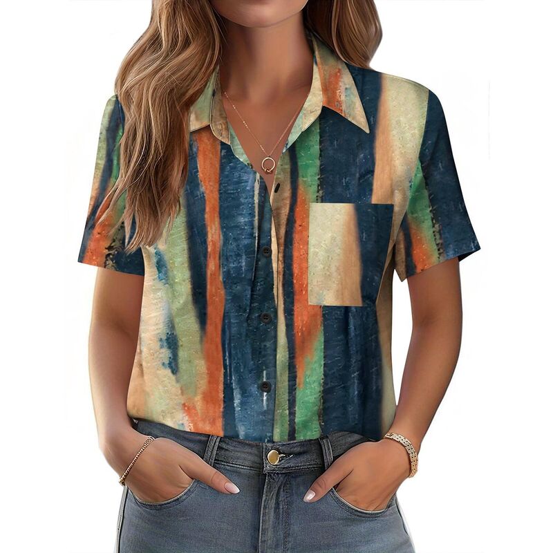 ジーグー レディース トップス シャツ ボタンダウン ブラウス Zeagoo Women'short Sleeve Button Down Shirts Classic Work Blouses Casual Business Topstripes Multicolor マルチカラー|ReVida 店