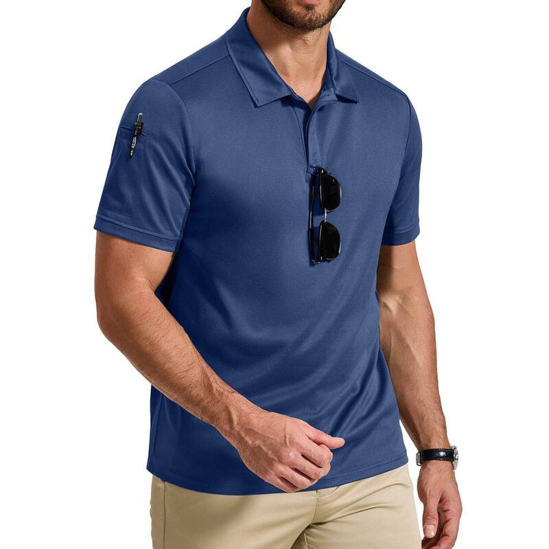 クーファンディ レディース トップス Tシャツ ポロシャツ COOFANDY Mens Athletic Polo Shirts Tactical Work Shirtshort Sleeve Casual Golf Accessories Denim Blue デニム｜ReVida 店
