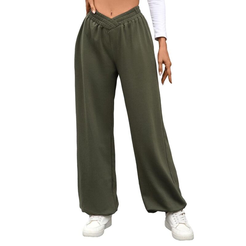 コジョイン レディース ボトムス 心地よいズボン下 ワイドレッグ スウェットパンツ Kojooin Women\u0027s Crossover Waist Sweatpants Casual Wide Leg Lounge Jogger Pants Army Green 緑であること