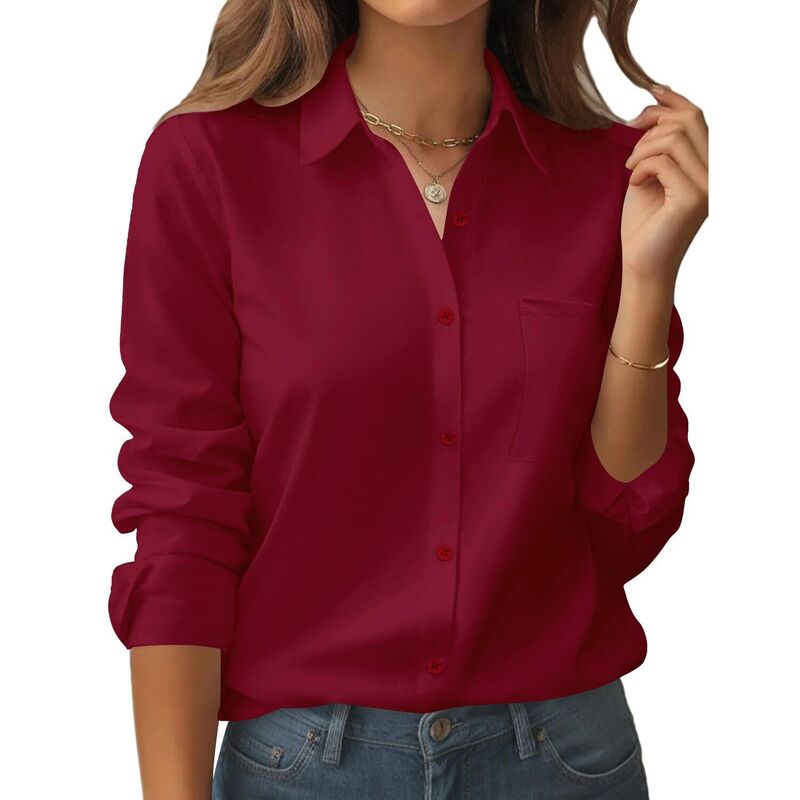 ジーグー レディース トップス プルオーバー 名取り草落ちこむ 御花柄 落ちこむ 御花 Zeagoo Women\u0027s Business Casual Button Down Floral Shirts Long Sleeve Work Tops Wine Red 赤いこと