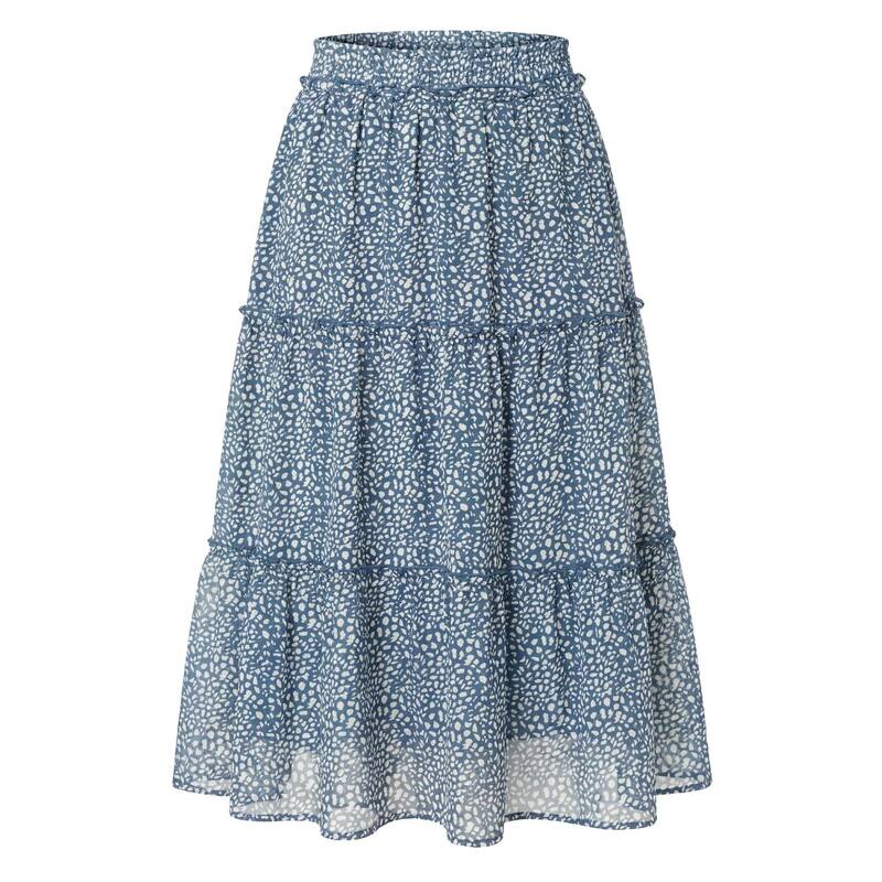 インスパイア シック レディース ボトムスカート ティアード シフォン A ライン ハイウエスト フリル ミディ INSPIRE CHIC Women's Tiered Skirt Chiffon A-Line Rufflelastic High Waist Casual Flowy Summer Beach Midi Skirts Blue ブルー｜ReVida 店 9,235円