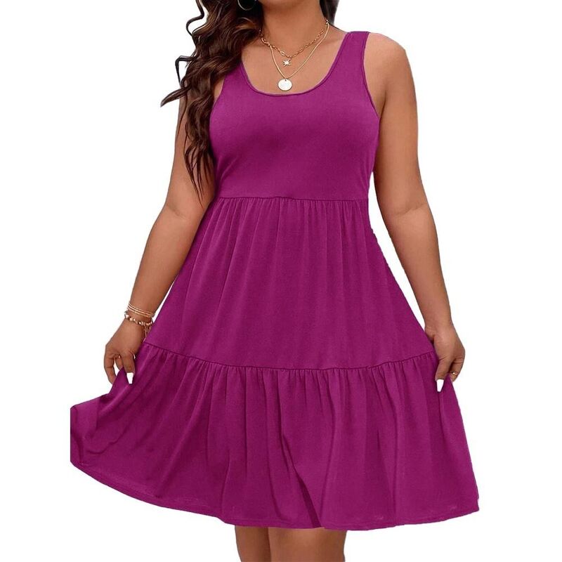 セオリア レディース トップス 衣裳 足し加える大きさ midi ノースリーブ Seoria Women Plusize Summer Dressleeveless Tank Casualoose Sundress Flowy Beach Midi Dresses Purple パープル