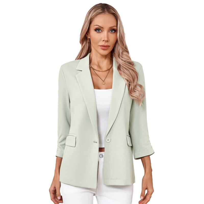 セオリア レディース アウター 上衣・上衣 スポーツジャケット Seoria Womens Business Casual Blazer Office Work Solid One Button Long Sleeve Suit Blazers Jacket Green 緑であること