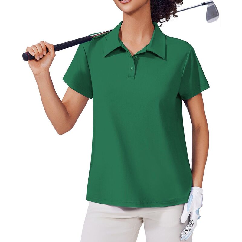 ピンぴかぴか光る レディース トップス プルオーバー PINSPARK Women\u0027short Sleeve Golf Polo Shirt Moisture Wicking 3-Button Collared Tennis Athletic Top Green 緑であること