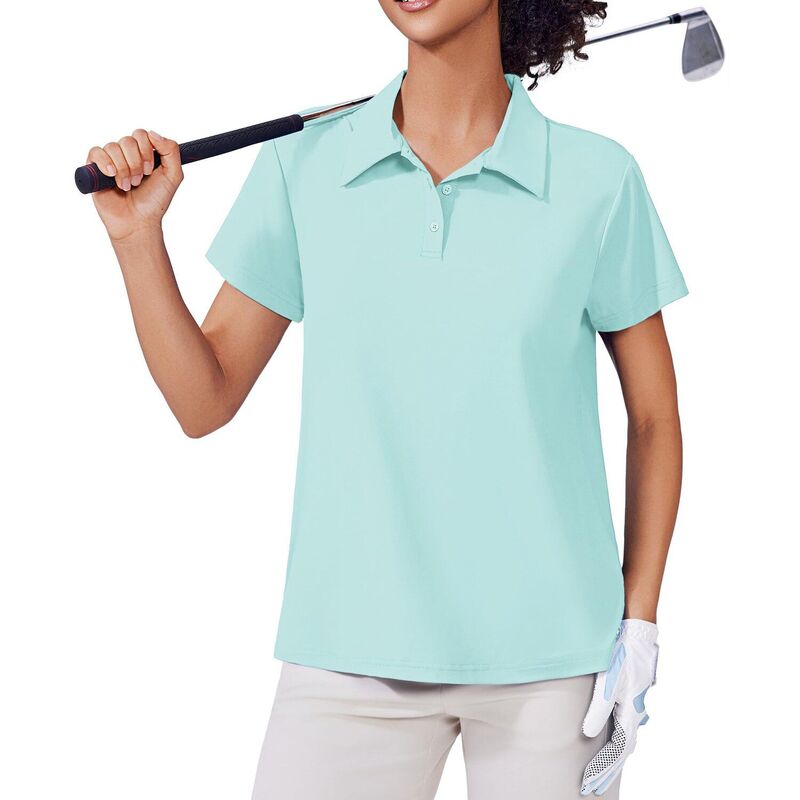 ピンぴかぴか光る レディース トップス プルオーバー PINSPARK Women\u0027short Sleeve Golf Polo Shirt Moisture Wicking 3-Button Collared Tennis Athletic Top Lake Green 緑であること